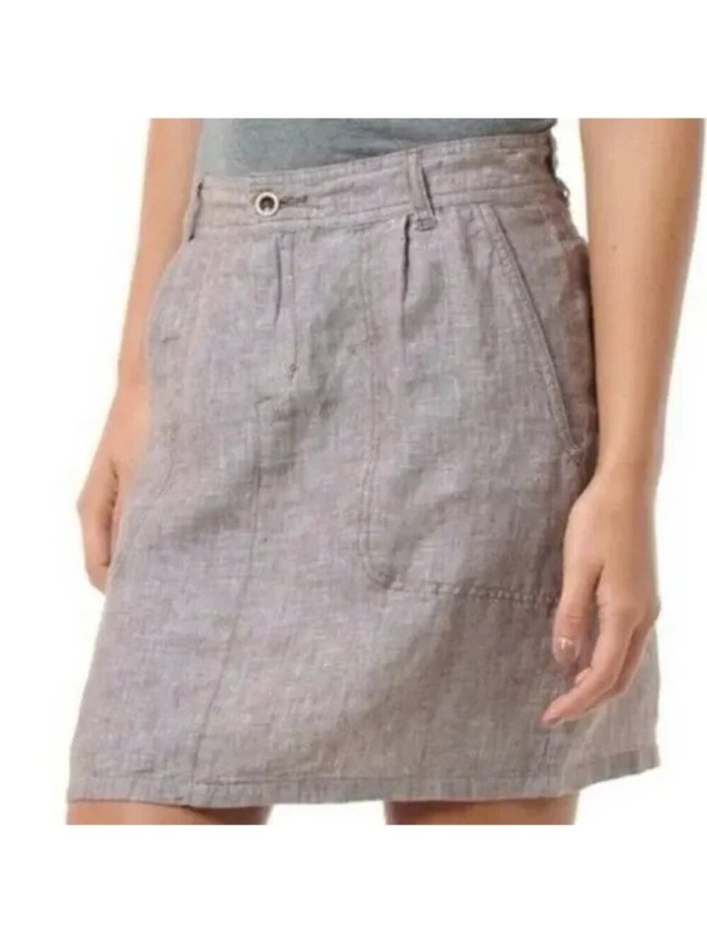 Horny Toad 100% Linen Gray Lithe Venti Mini Skirt 8